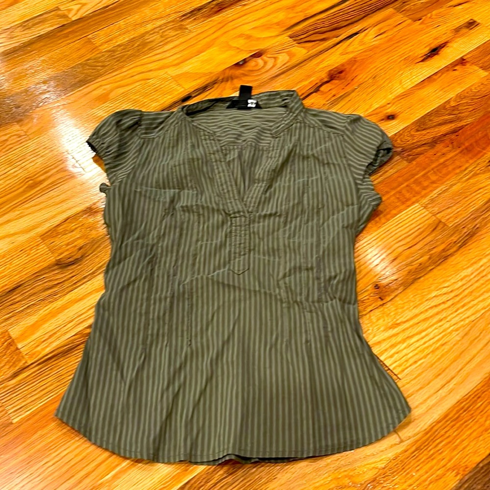Green striped blouse